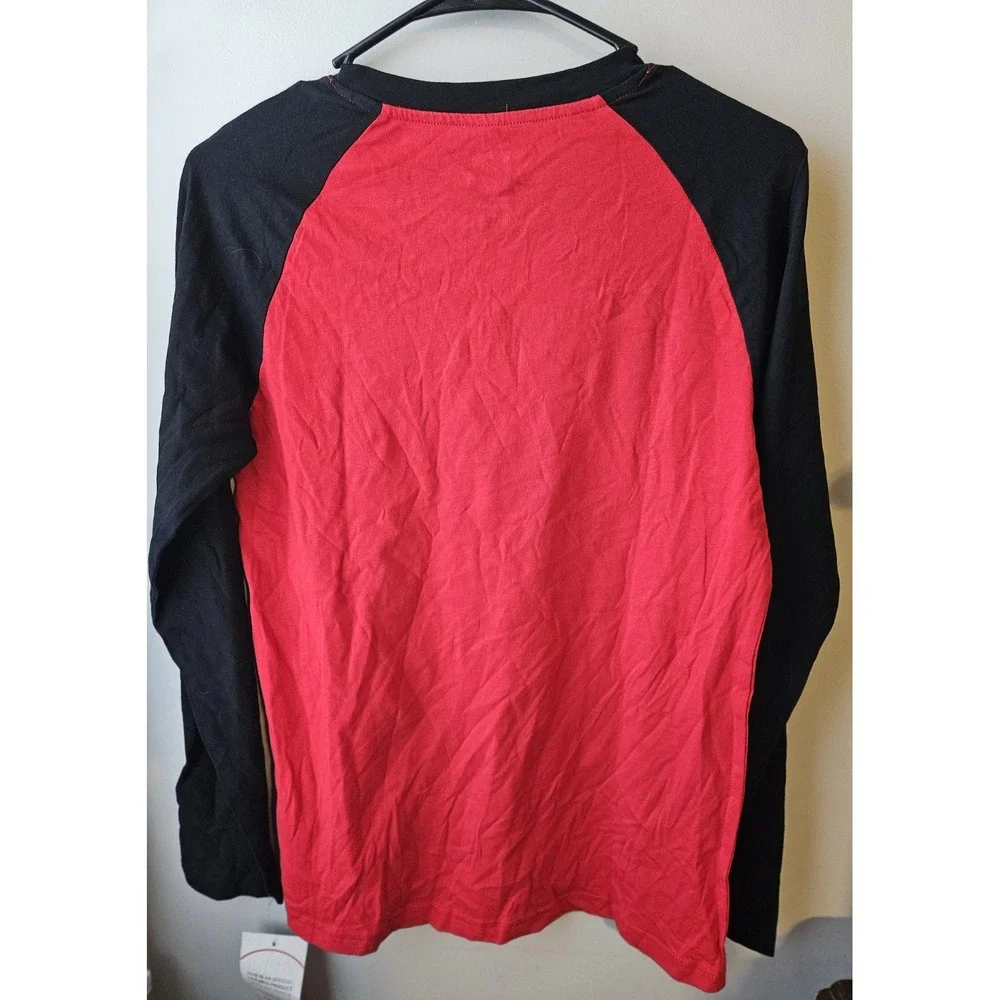 NHL Chicago Blackhawks Hockey Youth Long Sleeve Shirt Red/Black Sz 14/16‎ L NWT